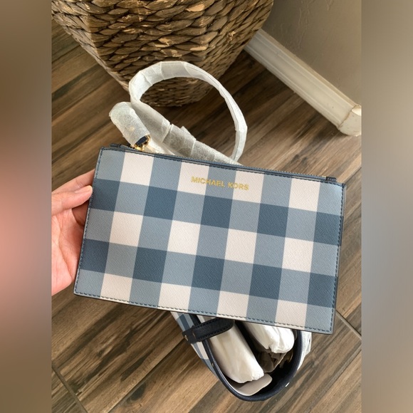 NWT Michael Kors Jet Set Travel Small Drawstring Reversible Tote Bag Navy - Picture 4 of 8